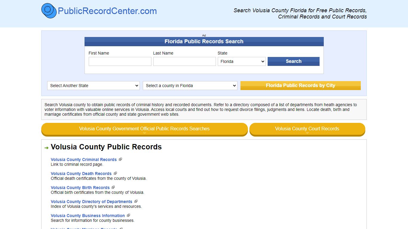 Search Volusia County Florida for Free Public Records, Criminal Records ...