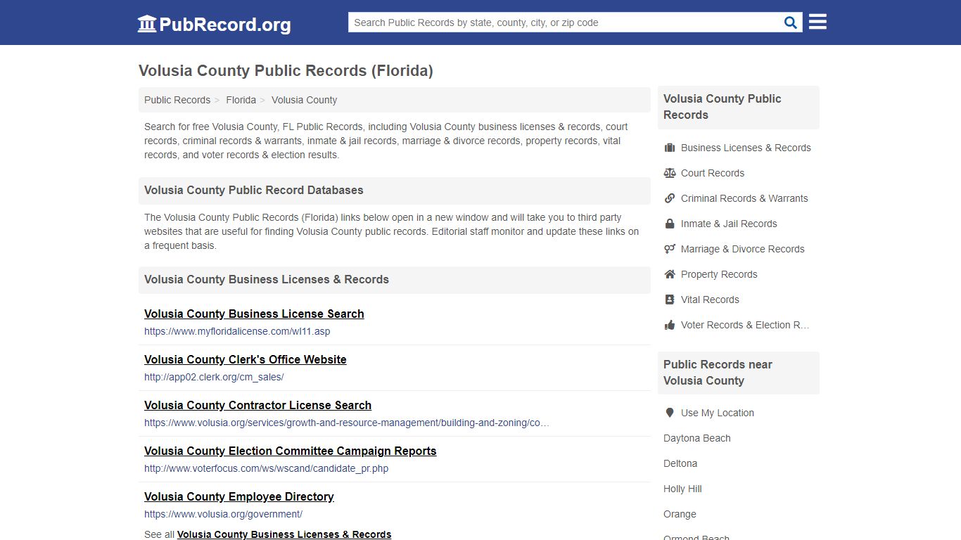 Free Volusia County Public Records (Florida Public Records) - PubRecord.org