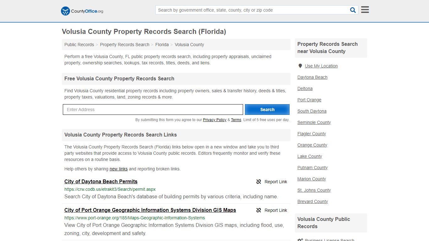 Volusia County Property Records Search (Florida) - County Office